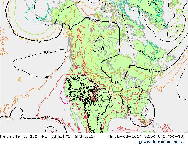 Z500/Regen(+SLP)/Z850 GFS 0.25 do 08.08.2024 00 UTC