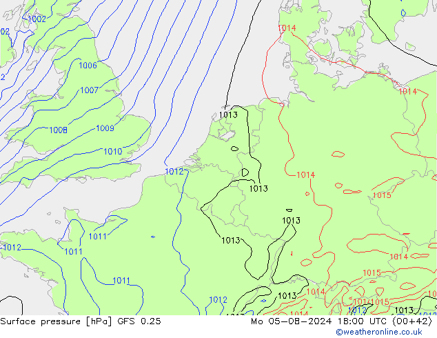 GFS 0.25: ma 05.08.2024 18 UTC