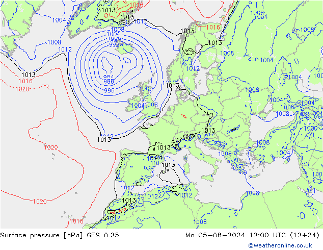 GFS 0.25: 星期一 05.08.2024 12 UTC