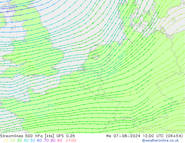风 500 hPa GFS 0.25 星期三 07.08.2024 12 UTC