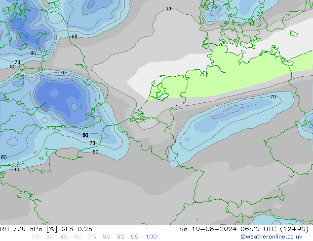 RV 700 hPa GFS 0.25 za 10.08.2024 06 UTC