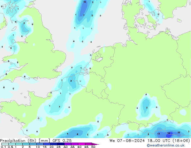 Z500/Regen(+SLP)/Z850 GFS 0.25 wo 07.08.2024 00 UTC