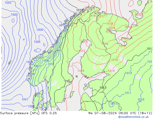 GFS 0.25: 星期三 07.08.2024 06 UTC