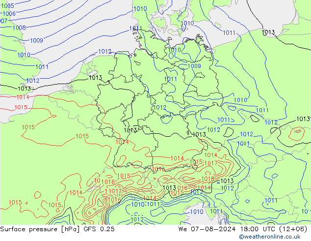 GFS 0.25: 星期三 07.08.2024 18 UTC