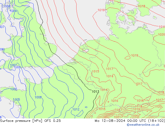 GFS 0.25: ma 12.08.2024 00 UTC