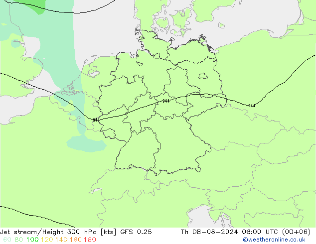 高速氣流 GFS 0.25 星期四 08.08.2024 06 UTC