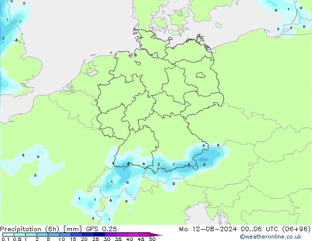 Z500/Rain (+SLP)/Z850 GFS 0.25 星期一 12.08.2024 06 UTC