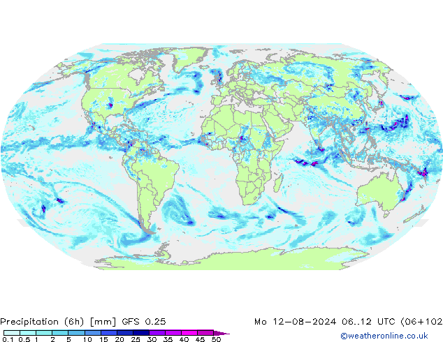 Z500/Rain (+SLP)/Z850 GFS 0.25 星期一 12.08.2024 12 UTC