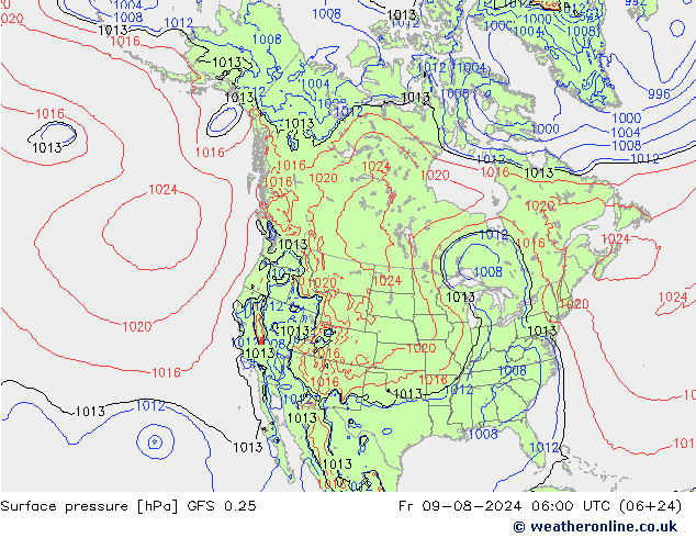 GFS 0.25: 星期五 09.08.2024 06 UTC