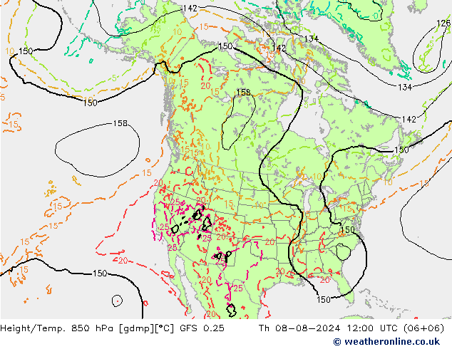 Z500/Regen(+SLP)/Z850 GFS 0.25 do 08.08.2024 12 UTC