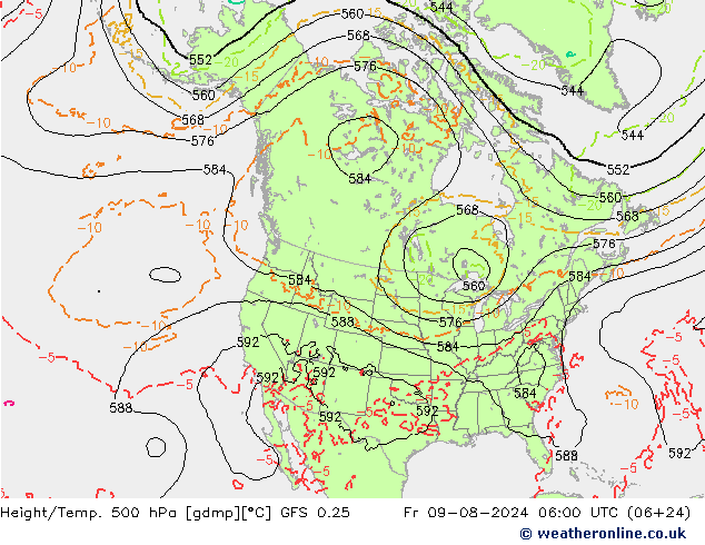 Z500/Rain (+SLP)/Z850 GFS 0.25 星期五 09.08.2024 06 UTC