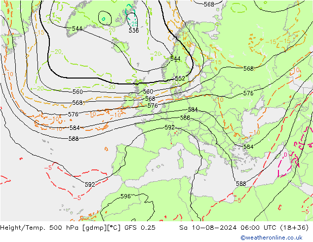 Z500/Regen(+SLP)/Z850 GFS 0.25 za 10.08.2024 06 UTC