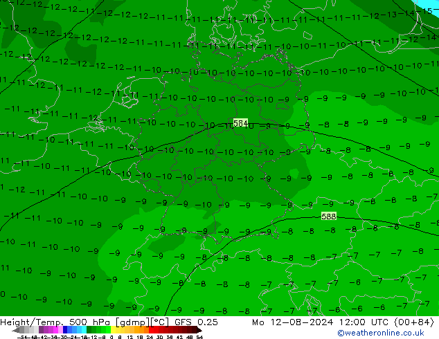 Height/Temp. 500 hPa GFS 0.25 星期一 12.08.2024 12 UTC