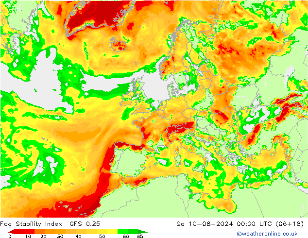 Fog Stability Index GFS 0.25 星期六 10.08.2024 00 UTC