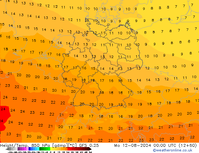 Z500/Rain (+SLP)/Z850 GFS 0.25 Mo 12.08.2024 00 UTC