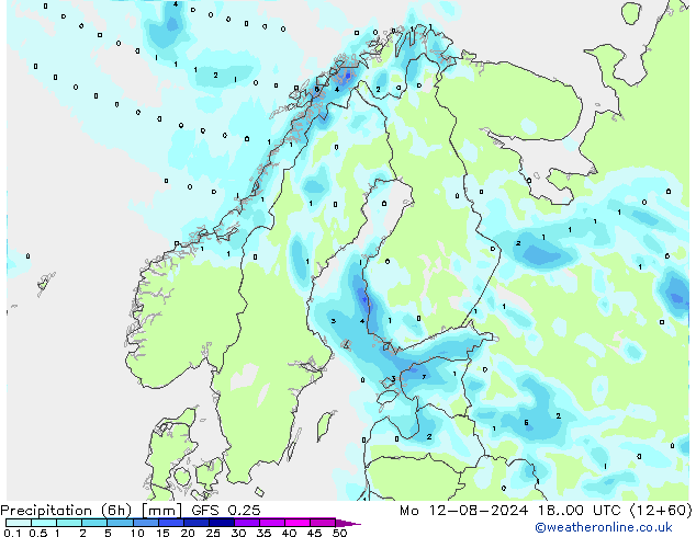 Z500/Rain (+SLP)/Z850 GFS 0.25 星期一 12.08.2024 00 UTC