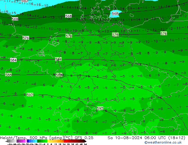 Z500/Regen(+SLP)/Z850 GFS 0.25 za 10.08.2024 06 UTC