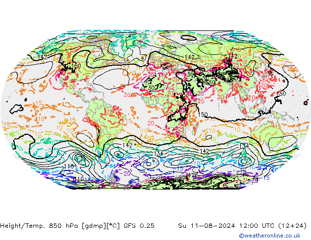 Z500/Rain (+SLP)/Z850 GFS 0.25 星期日 11.08.2024 12 UTC