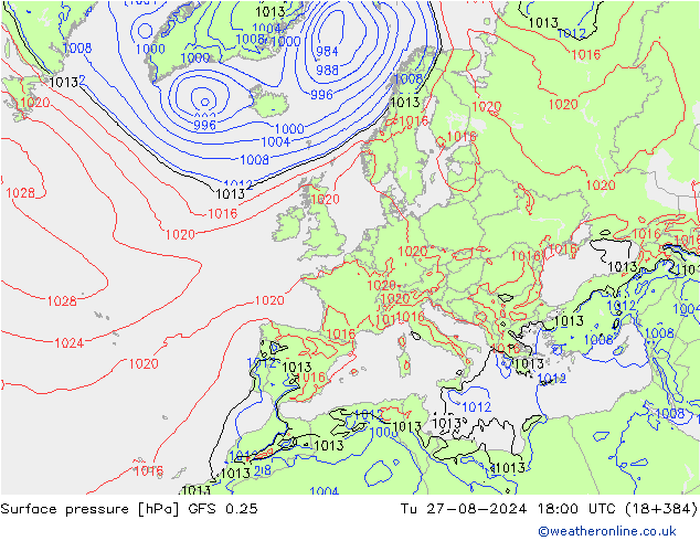 GFS 0.25: di 27.08.2024 18 UTC