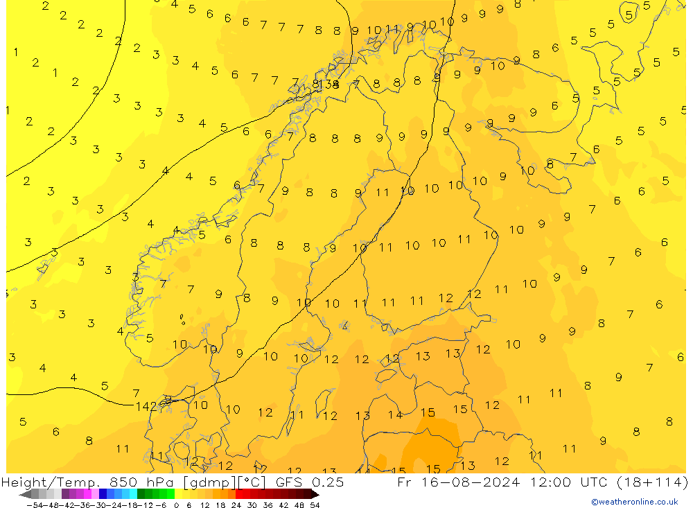 Z500/Regen(+SLP)/Z850 GFS 0.25 vr 16.08.2024 12 UTC