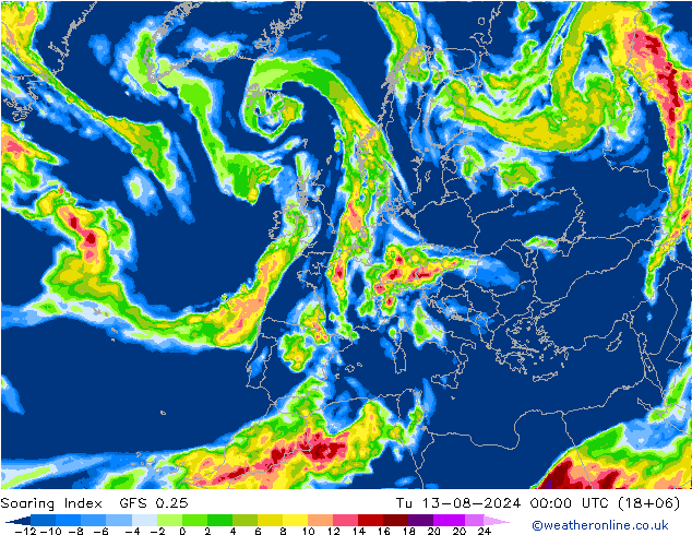 Soaring Index GFS 0.25 星期二 13.08.2024 00 UTC