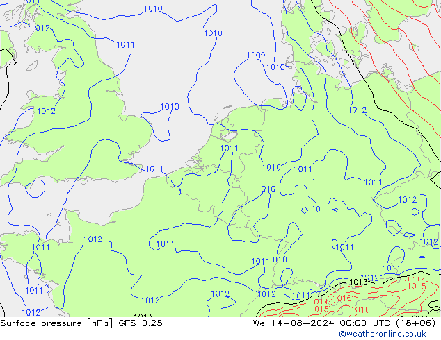 GFS 0.25: wo 14.08.2024 00 UTC