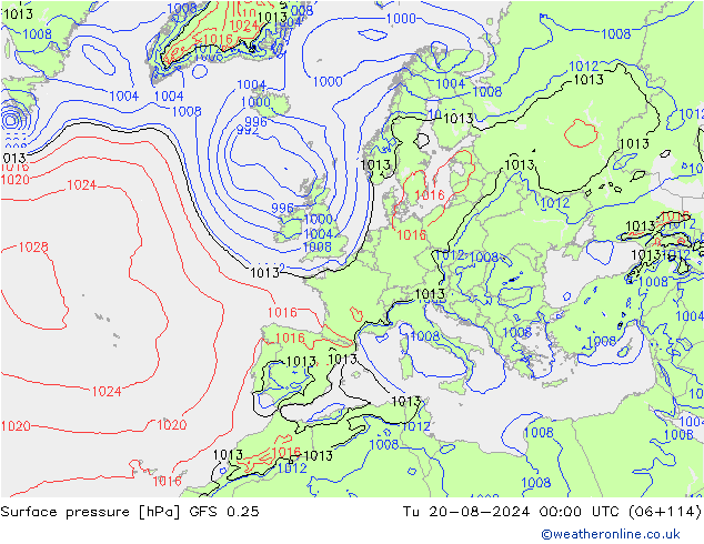 GFS 0.25: di 20.08.2024 00 UTC