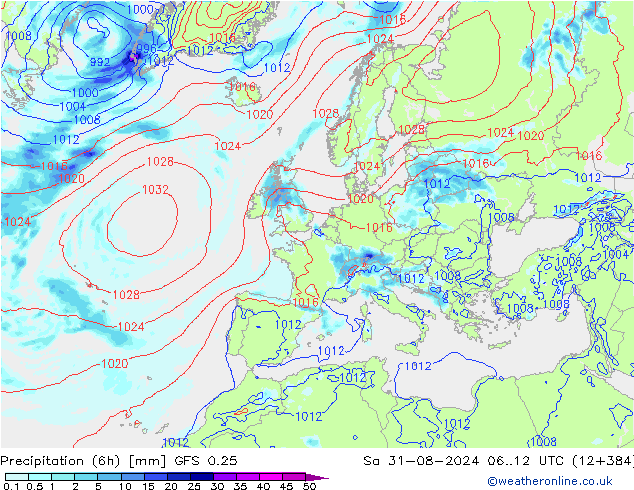 Z500/Regen(+SLP)/Z850 GFS 0.25 za 31.08.2024 12 UTC