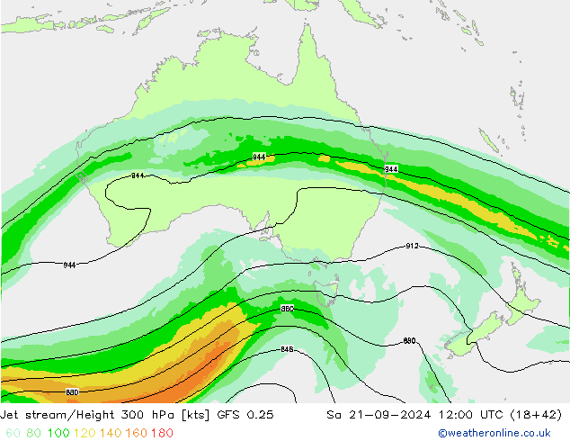 Jet stream/Height 300 hPa GFS 0.25 Sa 21.09.2024 12 UTC