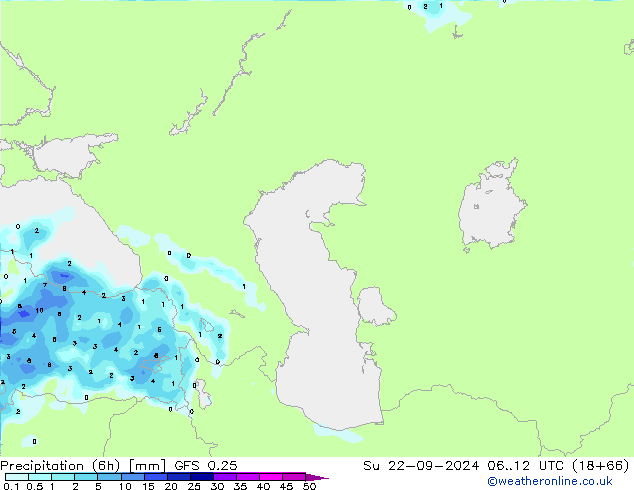 Z500/Rain (+SLP)/Z850 GFS 0.25 dom 22.09.2024 12 UTC