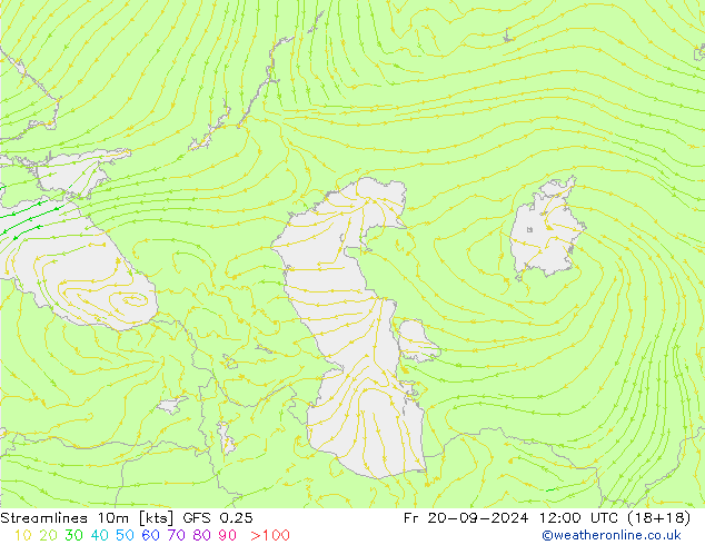 Rüzgar 10m GFS 0.25 Cu 20.09.2024 12 UTC