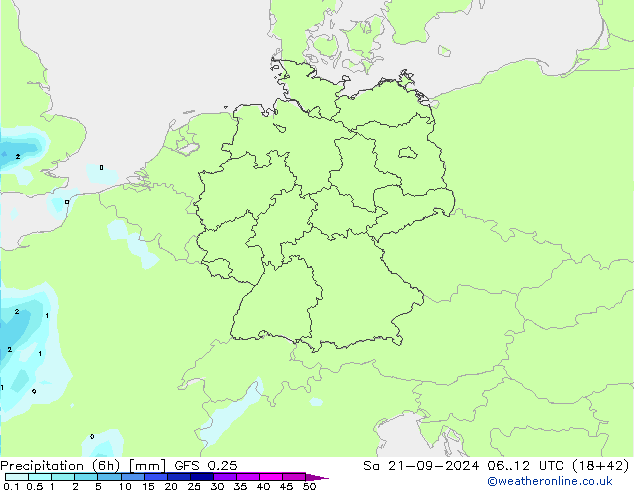 Z500/Rain (+SLP)/Z850 GFS 0.25 sam 21.09.2024 12 UTC