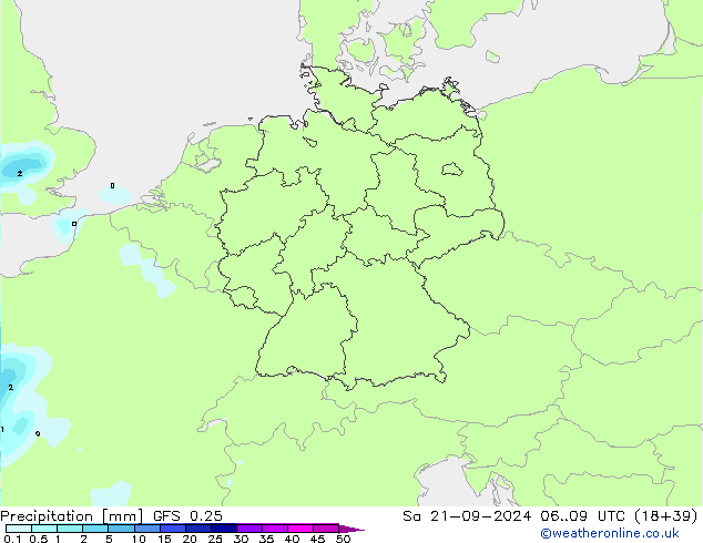 Srážky GFS 0.25 So 21.09.2024 09 UTC