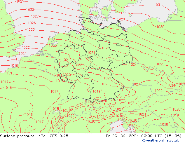 GFS 0.25: Pá 20.09.2024 00 UTC