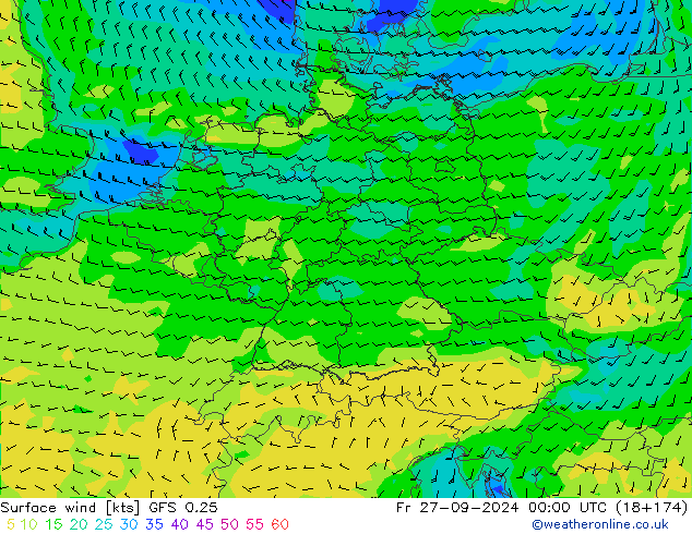 Bodenwind GFS 0.25 Fr 27.09.2024 00 UTC