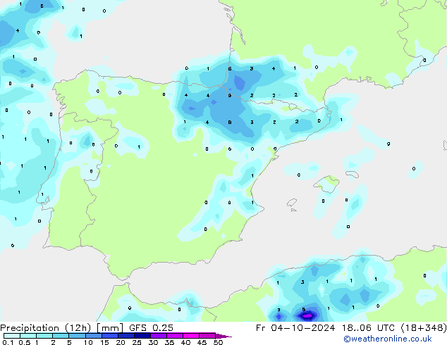 Yağış (12h) GFS 0.25 Cu 04.10.2024 06 UTC