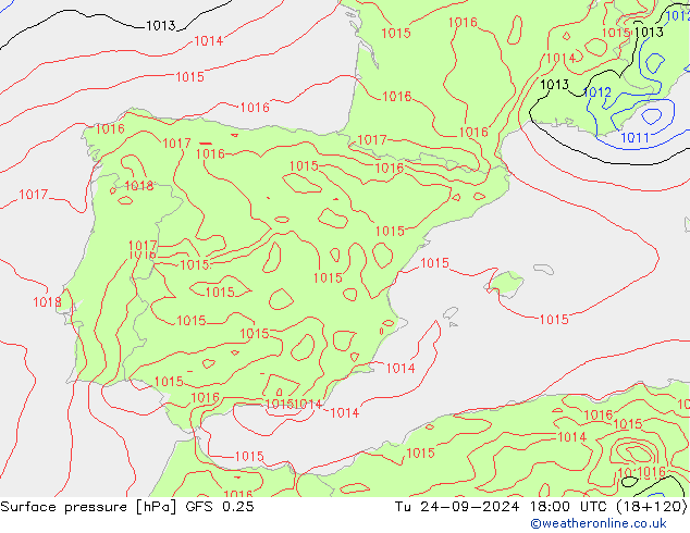 GFS 0.25: Ter 24.09.2024 18 UTC