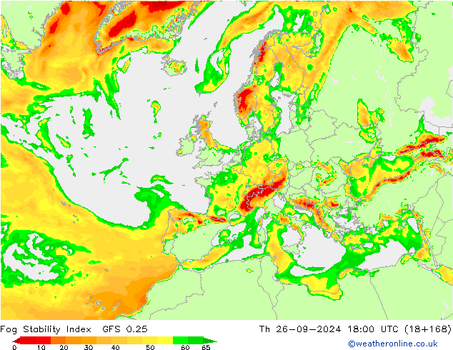 Fog Stability Index GFS 0.25 Th 26.09.2024 18 UTC