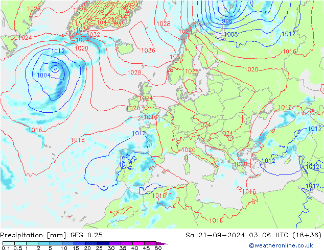 Precipitation GFS 0.25 Sa 21.09.2024 06 UTC