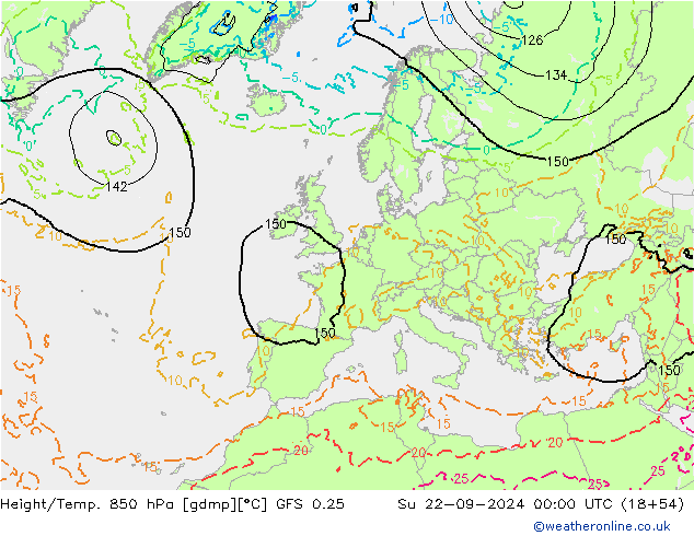 Z500/Rain (+SLP)/Z850 GFS 0.25 Вс 22.09.2024 00 UTC