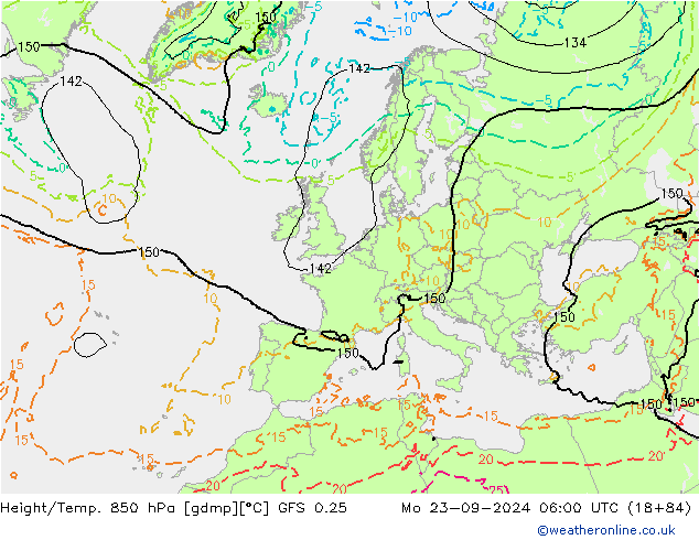 Height/Temp. 850 hPa GFS 0.25  23.09.2024 06 UTC