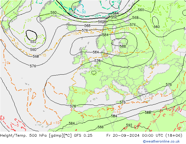 Z500/Rain (+SLP)/Z850 GFS 0.25 Pá 20.09.2024 00 UTC