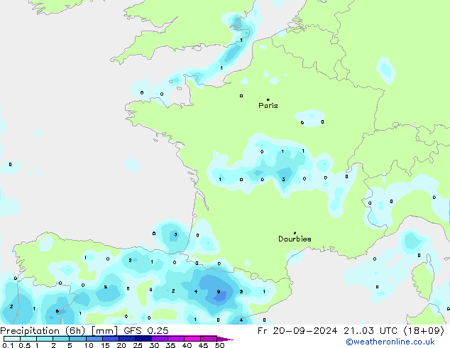 Z500/Rain (+SLP)/Z850 GFS 0.25 Fr 20.09.2024 03 UTC