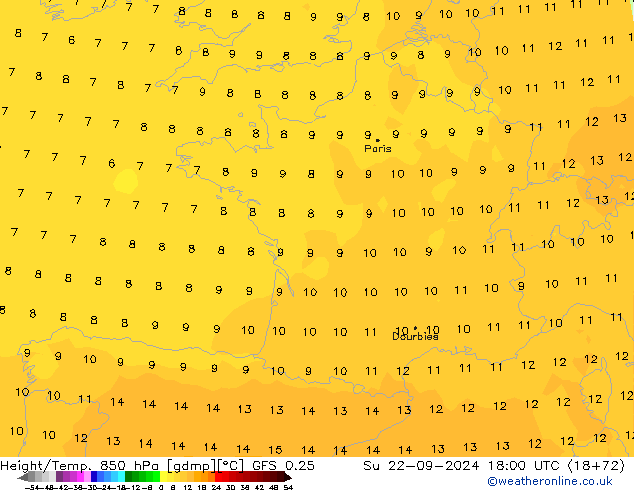 Z500/Rain (+SLP)/Z850 GFS 0.25 nie. 22.09.2024 18 UTC