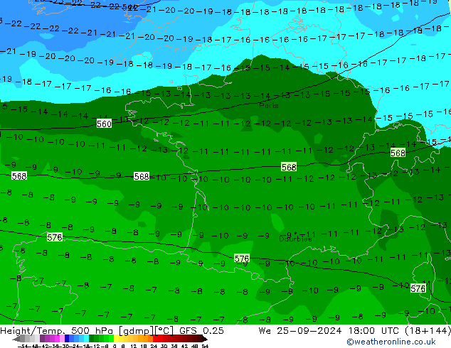 Z500/Regen(+SLP)/Z850 GFS 0.25 wo 25.09.2024 18 UTC