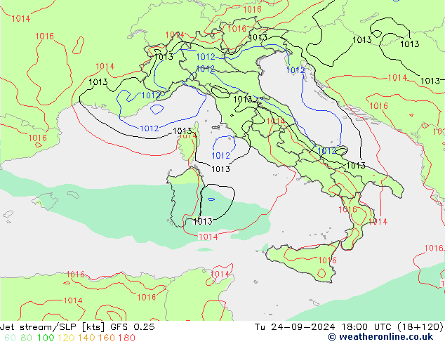 Corrente a getto GFS 0.25 mar 24.09.2024 18 UTC