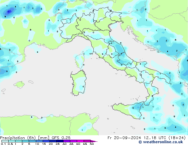 Z500/Regen(+SLP)/Z850 GFS 0.25 vr 20.09.2024 18 UTC