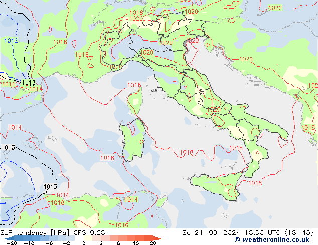 SLP tendency GFS 0.25 So 21.09.2024 15 UTC