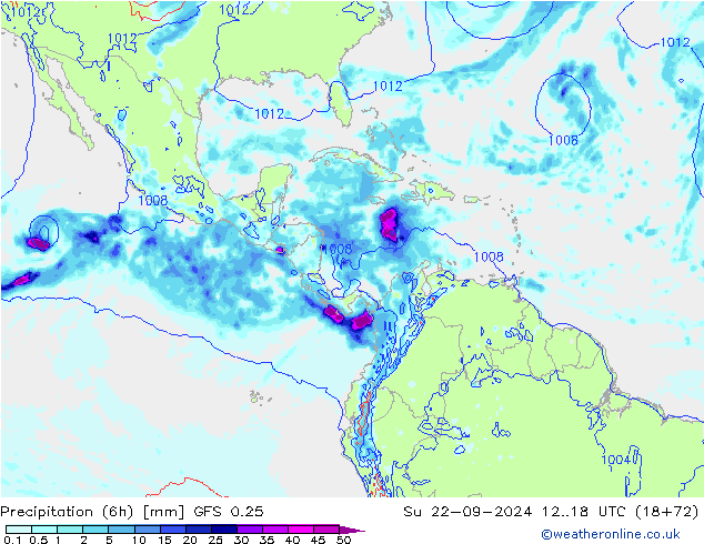 Z500/Yağmur (+YB)/Z850 GFS 0.25 Paz 22.09.2024 18 UTC