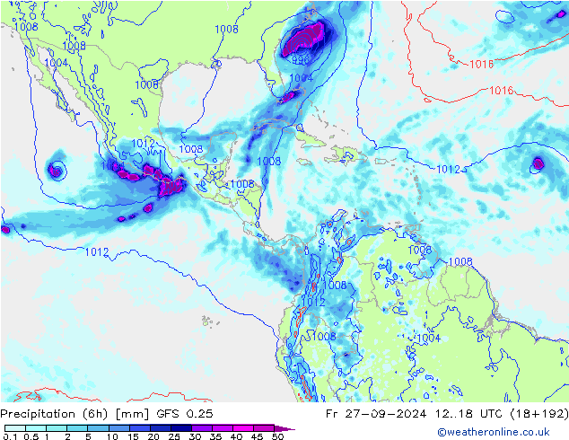 Z500/Rain (+SLP)/Z850 GFS 0.25 Fr 27.09.2024 18 UTC